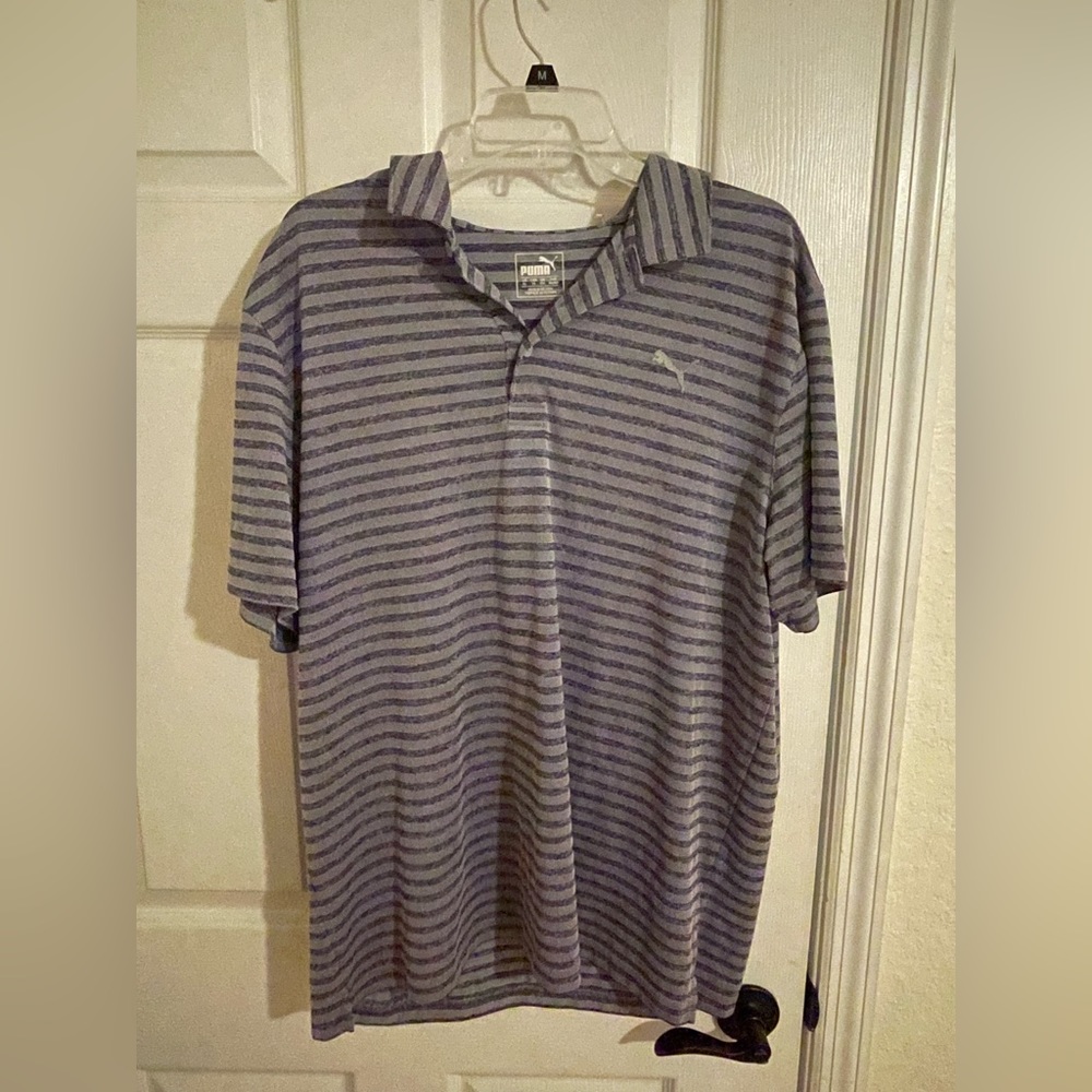 Puma XL purple striped Golf Polo